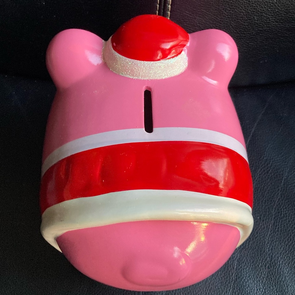 Vintage Room Essentials (RE) 2011 Pink, Red & White Ceramic Holiday Piggy Bank - Picture 12 of 16
